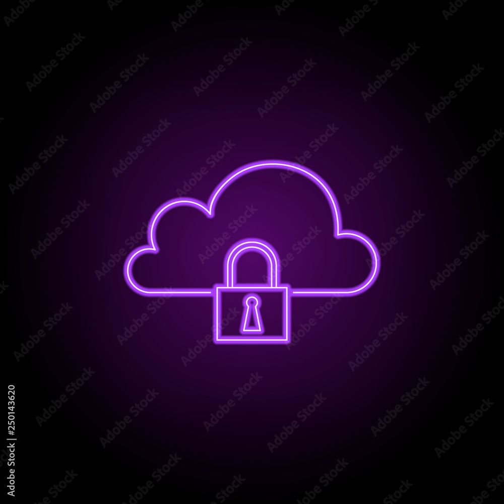 Poster cloud security outline icon. elements of security in neon style icons. simple icon for websites, web