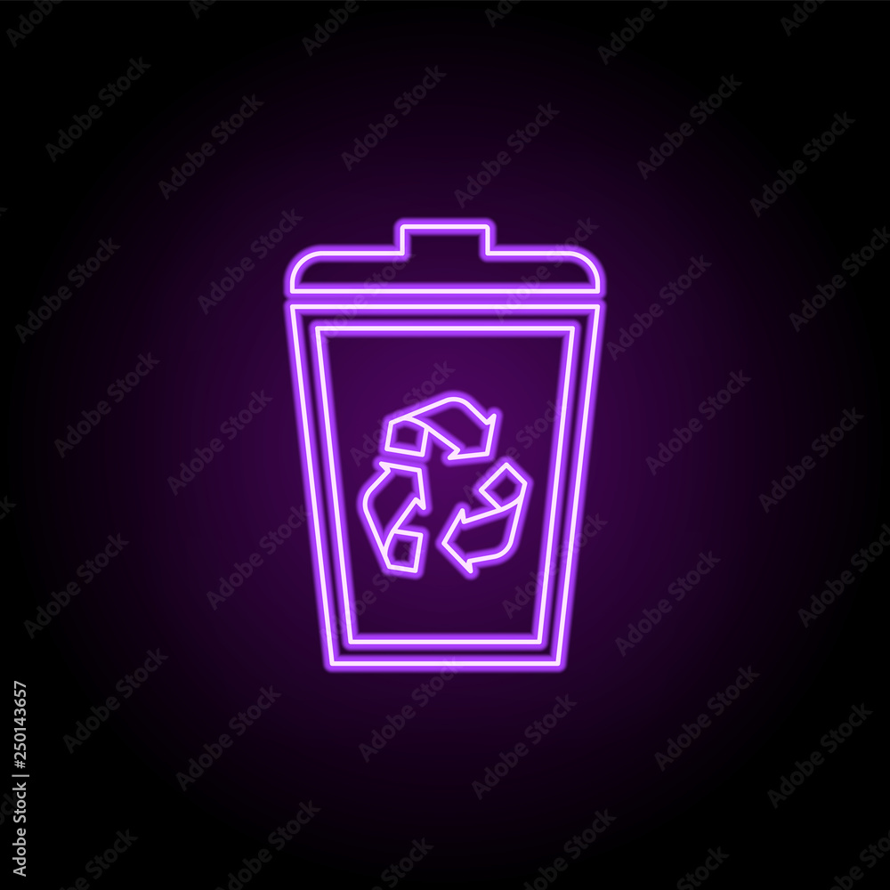 Poster recycle bin outline icon. elements of security in neon style icons. simple icon for websites, web de
