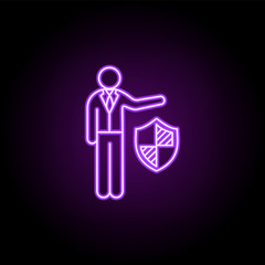Obraz premium business protection outline icon. Elements of Security in neon style icons. Simple icon for websites, web design, mobile app, info graphics