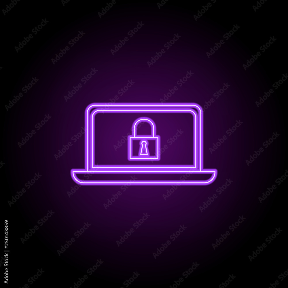 Poster computer security outline icon. elements of security in neon style icons. simple icon for websites, 