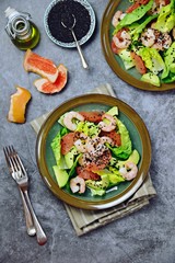 Fresh and light GRAPEFRUIT PRAWN AND AVOCADO SALAD