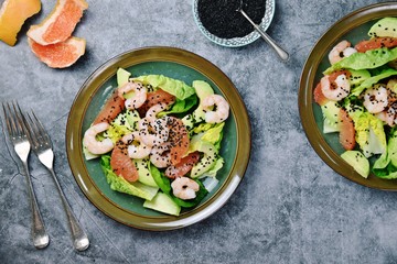 Fresh and light GRAPEFRUIT PRAWN AND AVOCADO SALAD