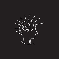Musical mind icon. Simple element illustration. Musical mind symbol design template. Can be used for web and mobile