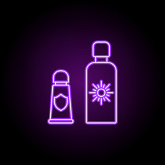 suntan cream dusk style icon. Elements of Summer holiday & Travel in neon style icons. Simple icon for websites, web design, mobile app, info graphics