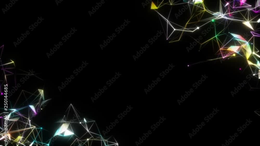 Poster multi-colored objects in the corners of the screen.business data drifting through cyberspace. availa
