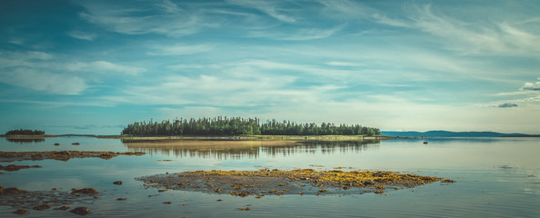 Panorama of low tide in the Kandalaksha Bay
