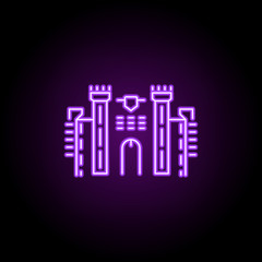 castle dusk style icon. Elements of Summer holiday & Travel in neon style icons. Simple icon for websites, web design, mobile app, info graphics