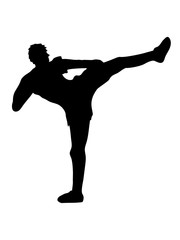 Fototapeta na wymiar kickboxer kickboxen karate judo kampfsport treten kämpfen tai-chi kampfkunst verein team crew gewinner shirt thaiboxen boxen clipart silhouette angreifen besiegen design cool