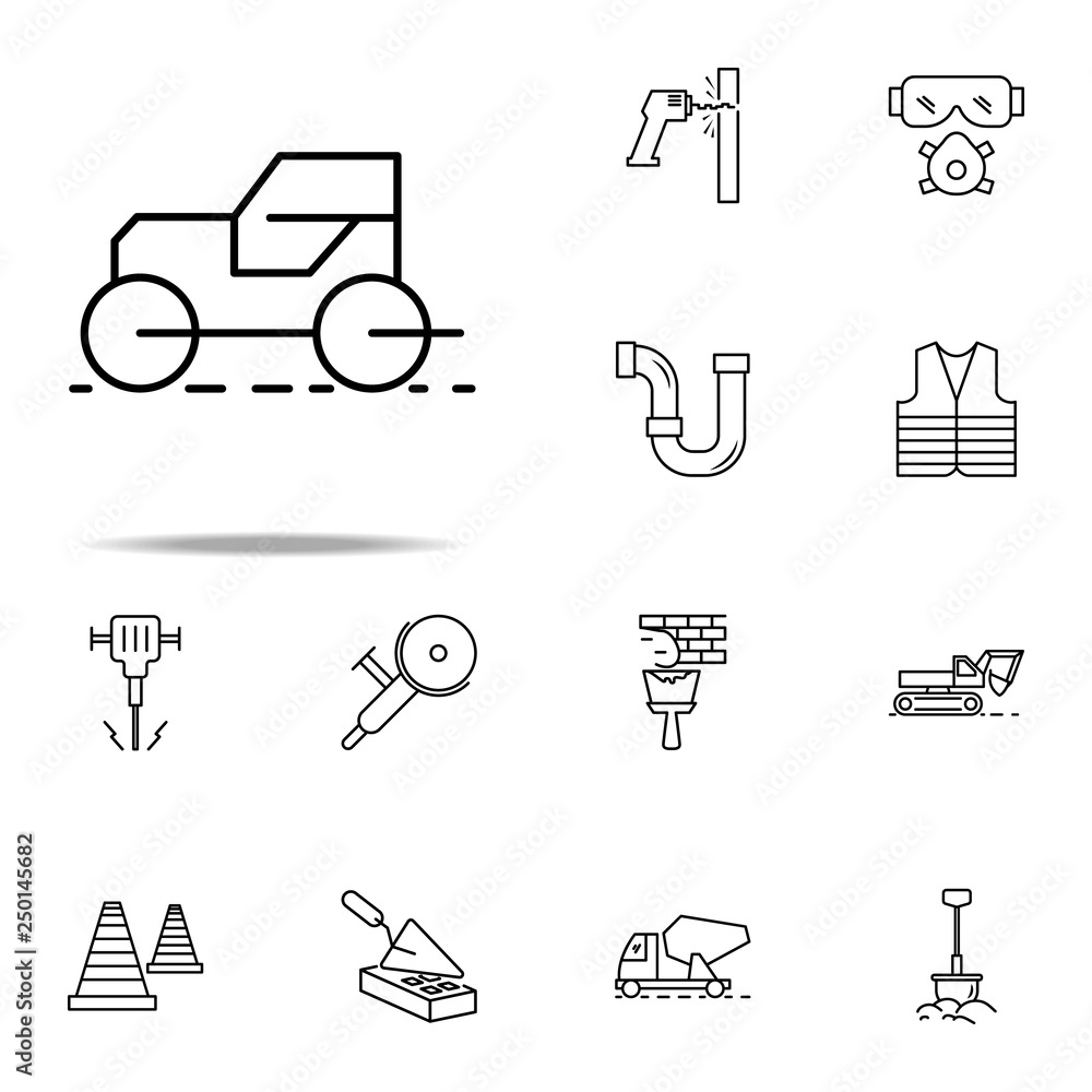 Poster asphalt stacker outline icon. construction icons universal set for web and mobile