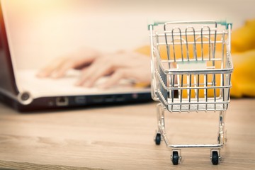 buy cart with computer, shopping online