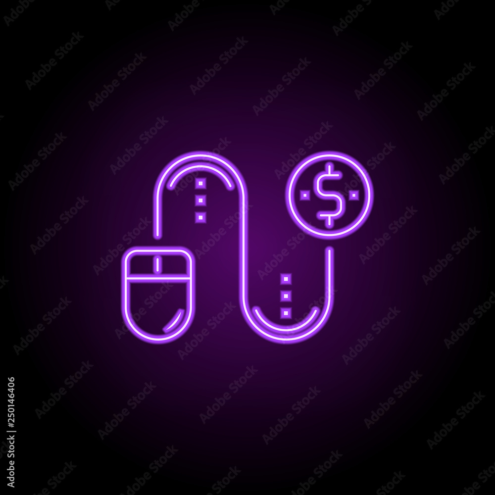 Poster pay per click line icon. elements of seo & web optimization in neon style icons. simple icon for web