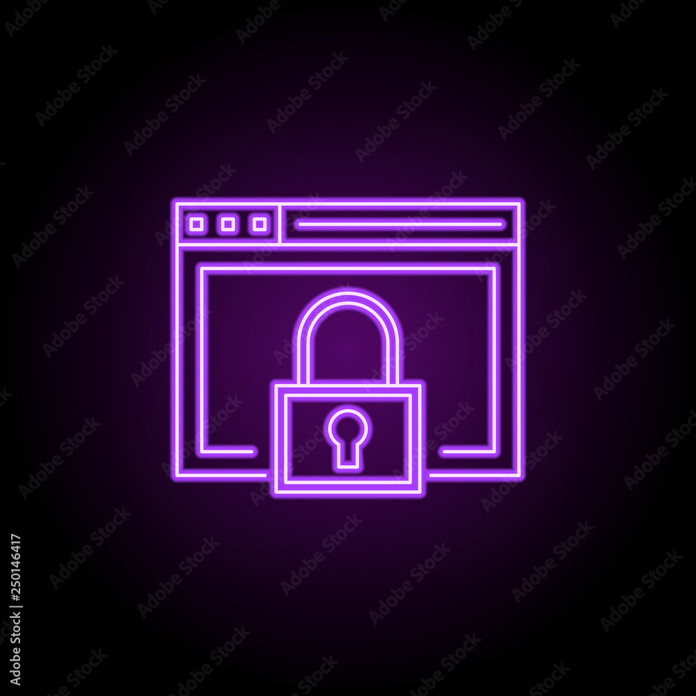 Poster web security line icon. elements of seo & web optimization in neon style icons. simple icon for webs