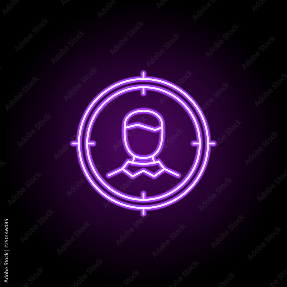 Poster target audience line icon. elements of seo & web optimization in neon style icons. simple icon for w