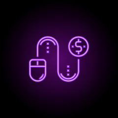 pay per click line icon. Elements of Seo & Web Optimization in neon style icons. Simple icon for websites, web design, mobile app, info graphics