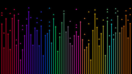 Arrows up, neon color gradient, illustration vector