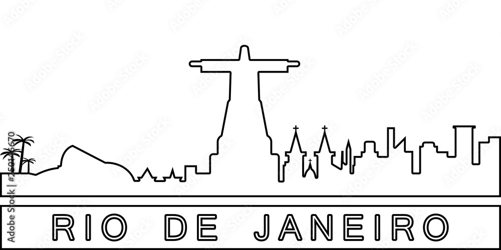 Poster rio de janeiro detailed skyline icon. element of cities for mobile concept and web apps icon. thin l