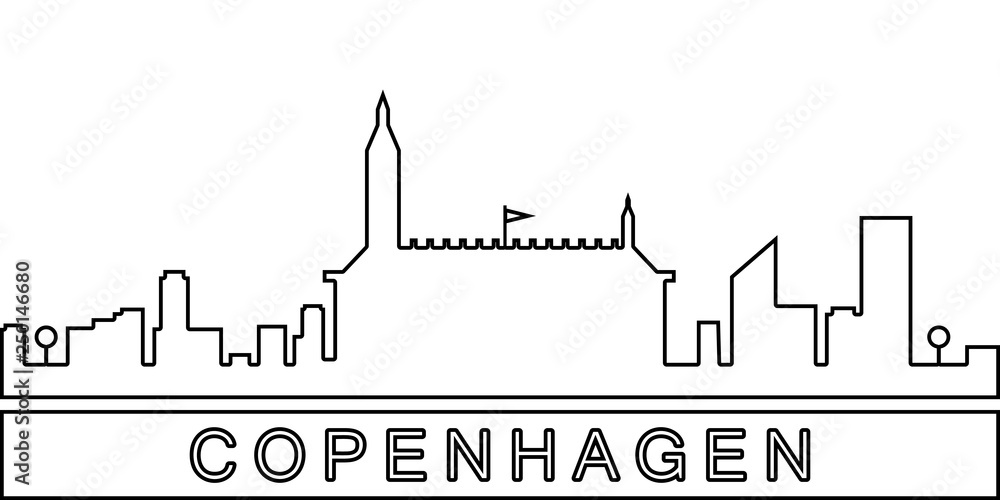 Poster copenhagen detailed skyline icon. element of cities for mobile concept and web apps icon. thin line 