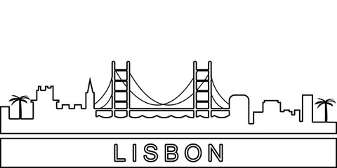 Lisbon detailed skyline icon. Element of Cities for mobile concept and web apps icon. Thin line icon for website design and development, app development