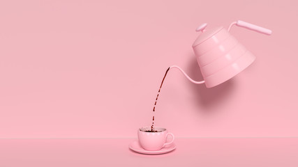 black coffee pink cup
