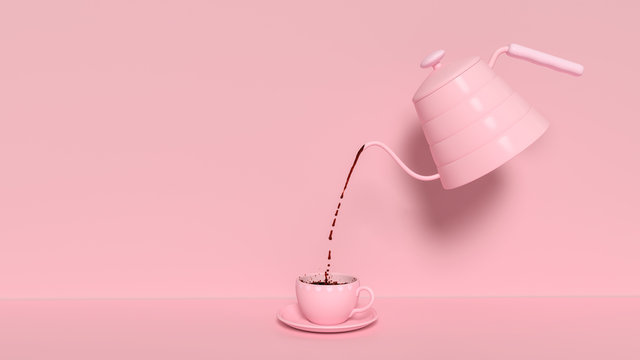 black coffee pink cup
