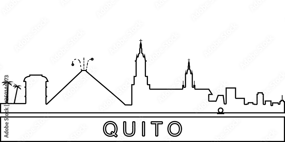 Poster quito detailed skyline icon. element of cities for mobile concept and web apps icon. thin line icon 