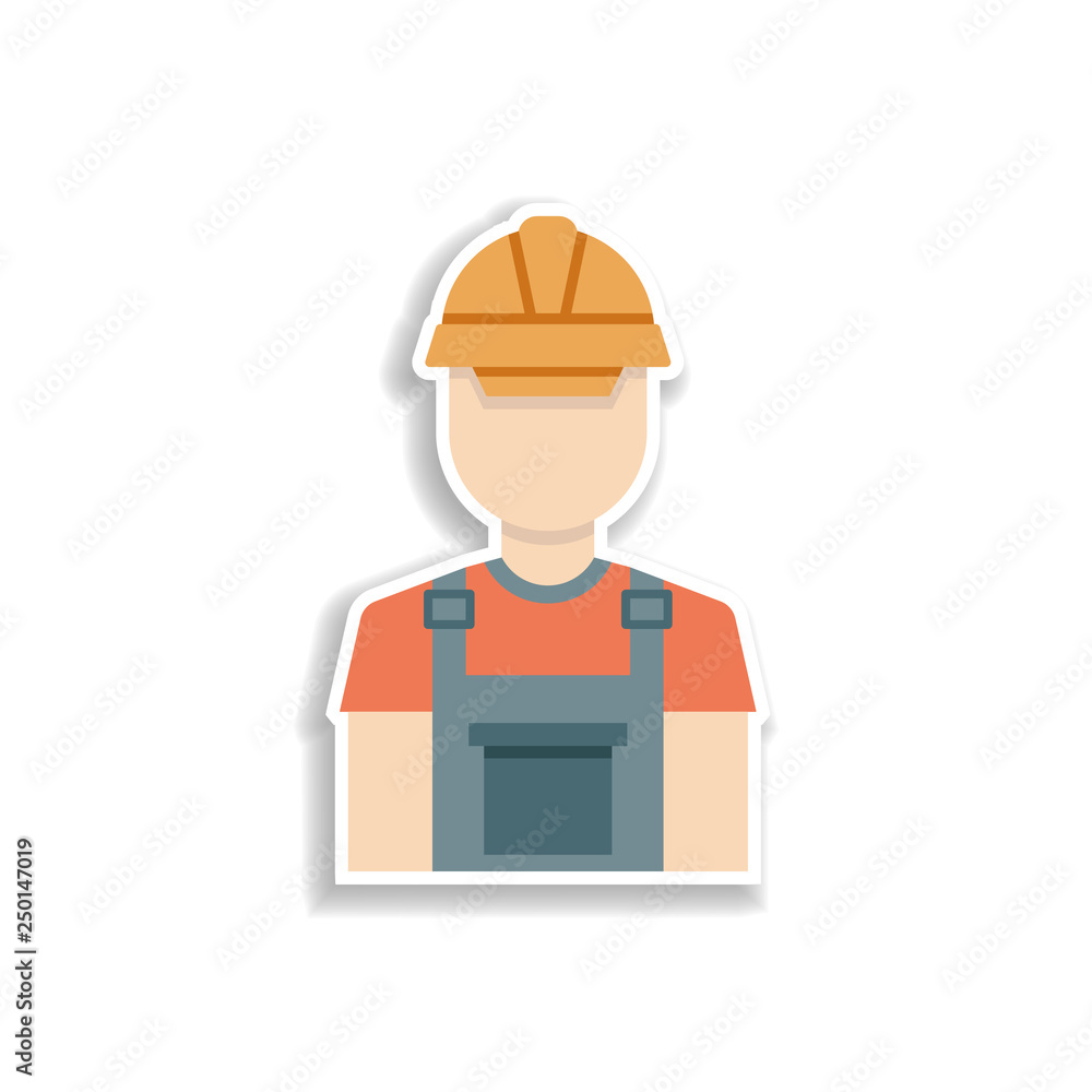 Poster colored worker production sticker icon. elements of production in color icons. simple icon for websi