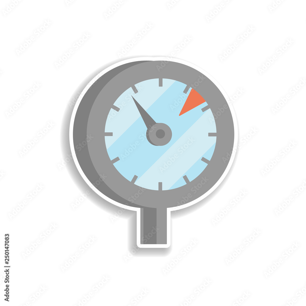 Poster colored manometer production sticker icon. elements of production in color icons. simple icon for we