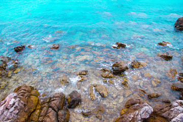 Sea rock at beach blue summer 