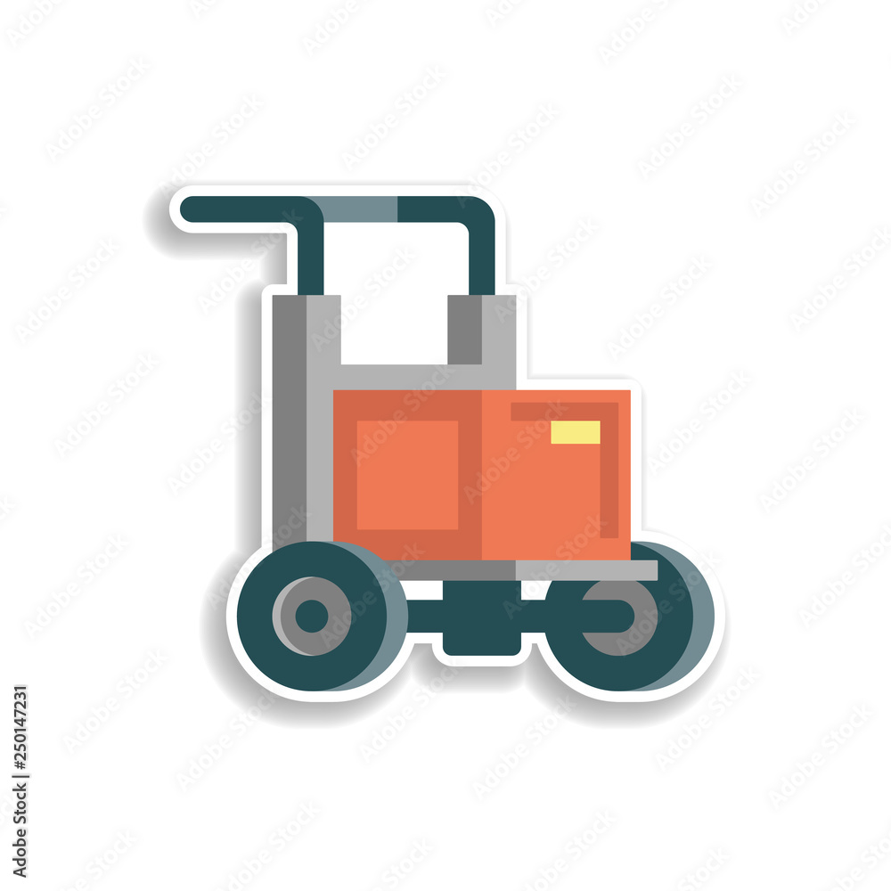 Poster colored carriage production sticker icon. elements of production in color icons. simple icon for web
