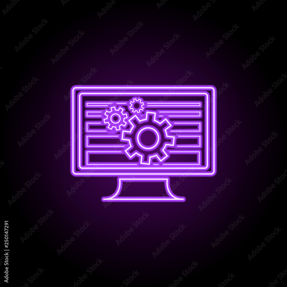 Poster web development icon. elements of web development in neon style icons. simple icon for websites, web