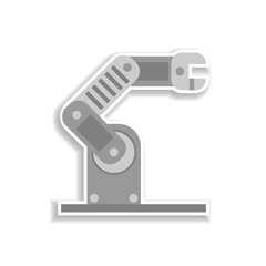 colored mechanical arm production sticker icon. Elements of Production in color icons. Simple icon for websites, web design, mobile app, info graphics