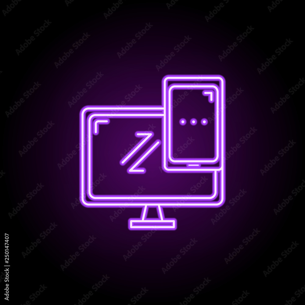 Poster cross platform icon. elements of web development in neon style icons. simple icon for websites, web 