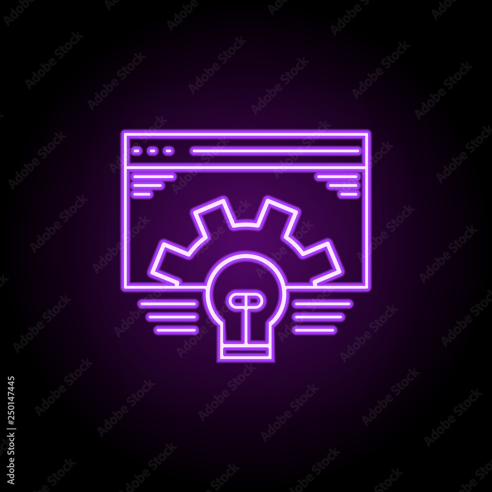 Poster web application icon. elements of web development in neon style icons. simple icon for websites, web