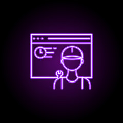 website maintenance icon. Elements of Web development in neon style icons. Simple icon for websites, web design, mobile app, info graphics