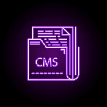 cms icon. Elements of Web development in neon style icons. Simple icon for websites, web design, mobile app, info graphics