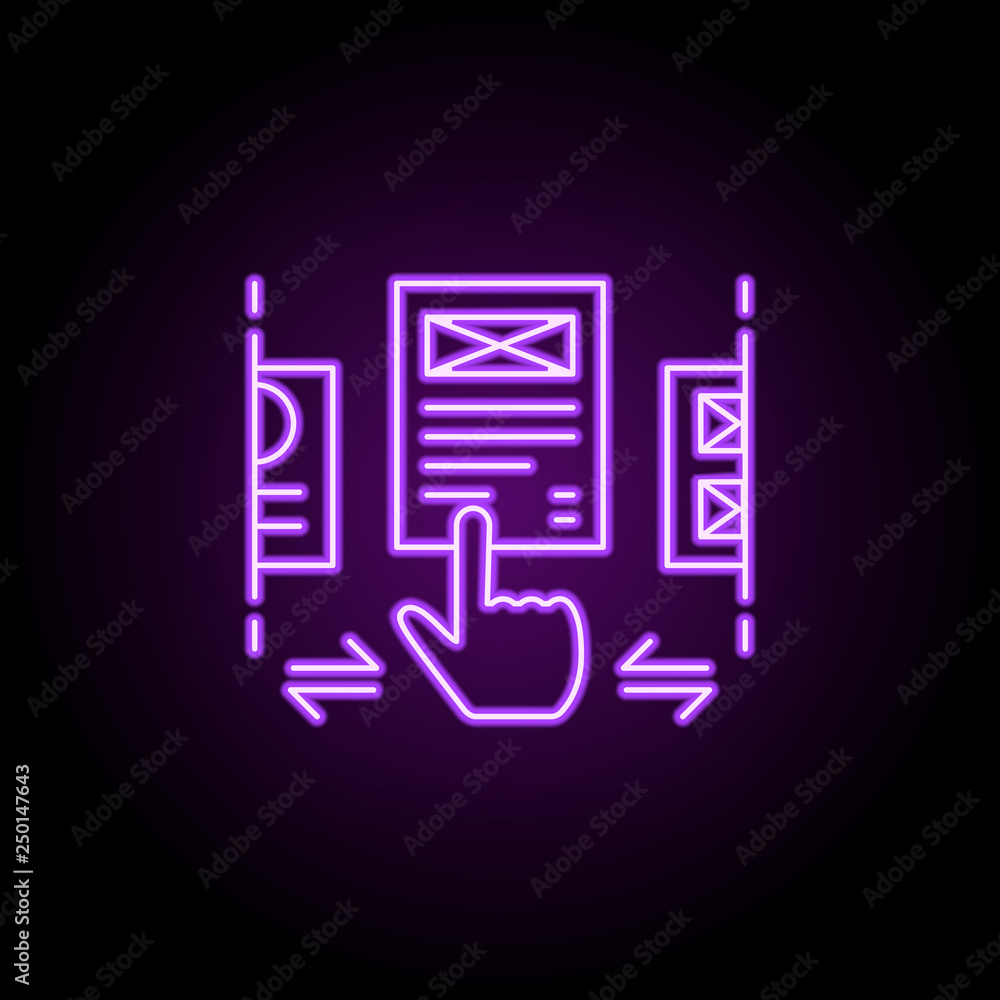 Poster ux design icon. elements of web development in neon style icons. simple icon for websites, web desig