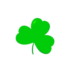 Clover icon, Patricks Day symbol, flat design template, three leaf, vector illustration