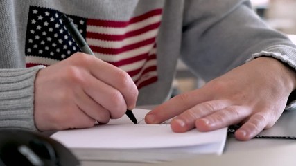 Studying working abroad. Filling in the documents. Student programs. American dream. Citizenship background. Workforce background. Student programs. Examination concept. Future event occurring.