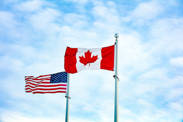 Canadian and American Flag together 
