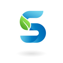 S letter natural organic leaf blue cool logo
