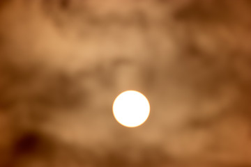 Sunrise with fog in early morning. Heavy fog and sun. Misty morning sunrise.
