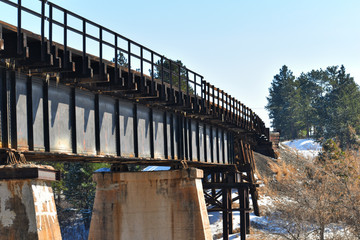 Rusted Train tracks, on a bridge