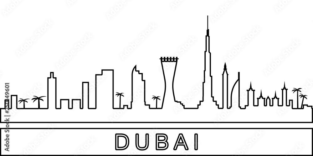 Poster dubai detailed skyline icon. element of cities for mobile concept and web apps icon. thin line icon 