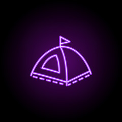 tent dusk style icon. Elements of Summer holiday & Travel in neon style icons. Simple icon for websites, web design, mobile app, info graphics