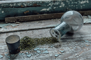 Powdered pyrite powder from the flask