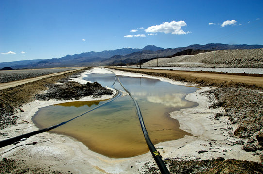 Lithium Evaporation Mining, Clayton Valley, Nevada. Lithium is a critical commodity used in electric car batteries, laptops and cell phones 