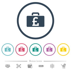Pound bag flat color icons in round outlines