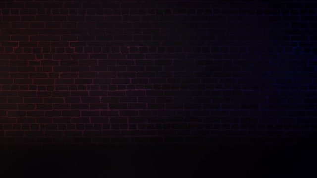 Brick Wall Blue and Red Lights Background 4K Loop features a brick wall with flashing red and blue lights shining on the wall in a loop
