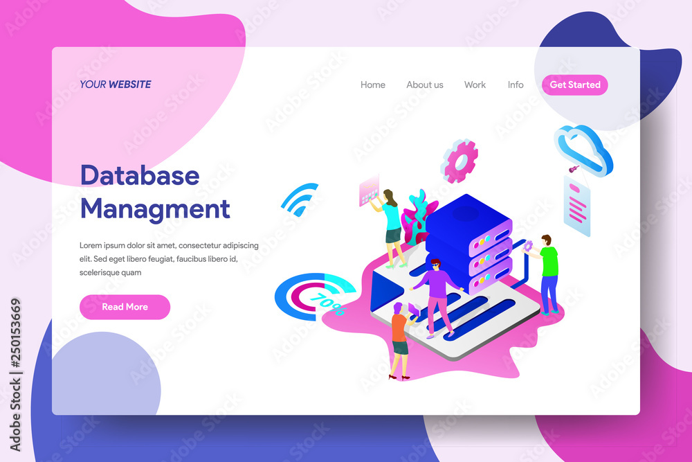 Aufkleber landing page template of database management