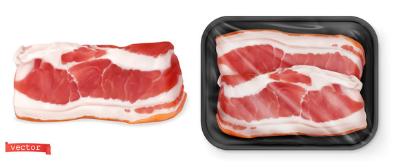 Meat. Fresh steak in the package. Food 3d vector realistic